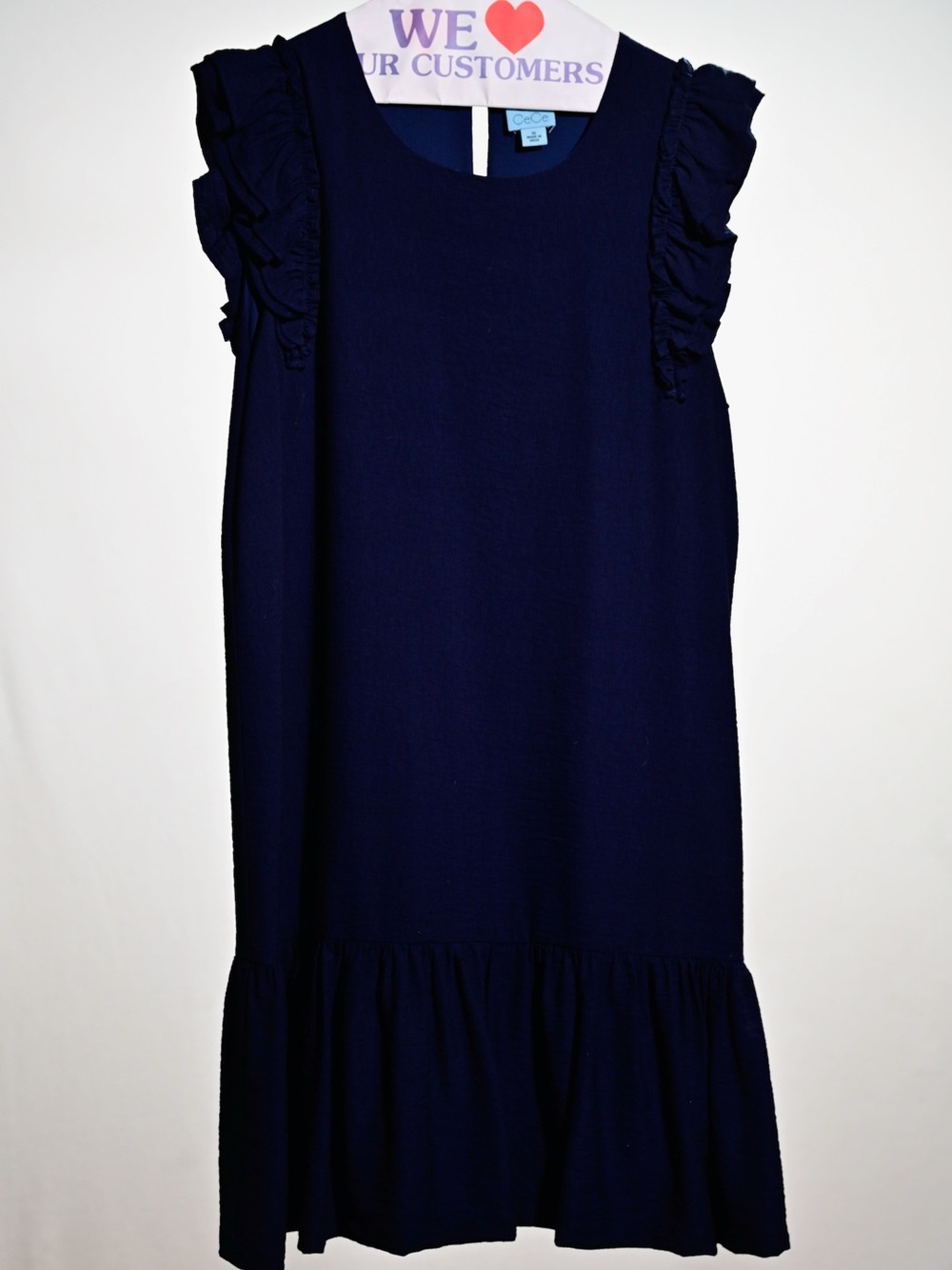 CeCe Navy Ruffle Sleeve Shift Dress for Girls